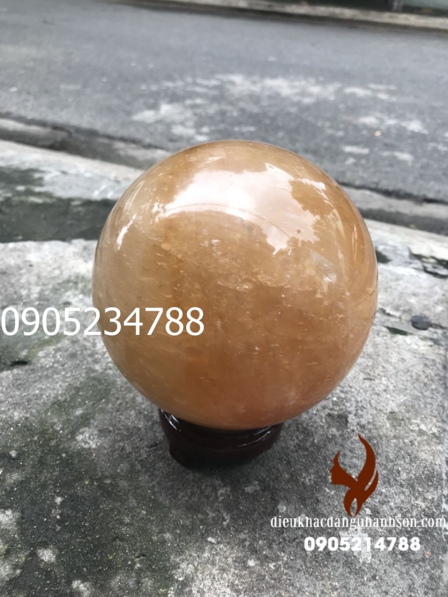 Quả cầu đá thạch anh vàng tự nhiên đường kính 15cm, nặng 4.5kg QC45