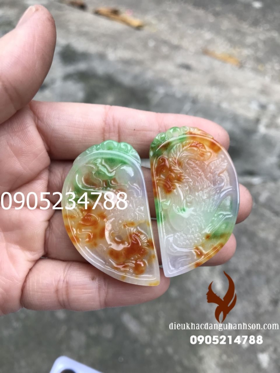 Combo Mặt dây chuyền rồng và phụng ĐáNgọc tứ quý tự nhiên RP56