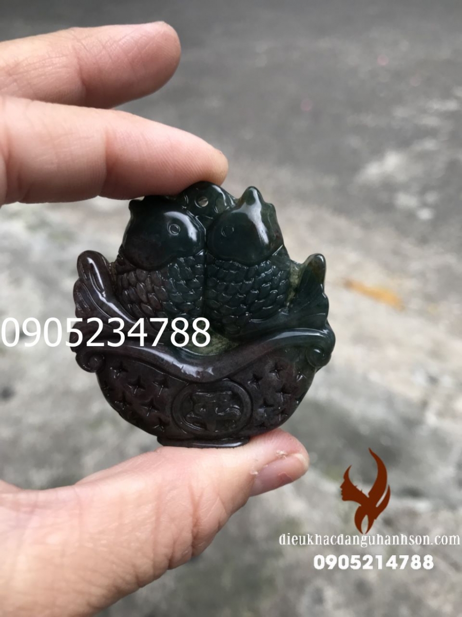 Mặt dây chuyền cá chép may mắn ngọc caxedon (Mã sản phẩm: MDC10)