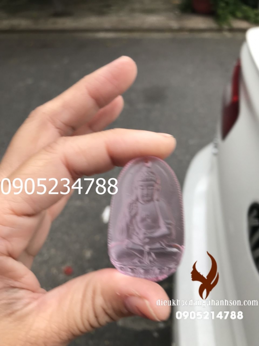Phật bản mệnh A di đà cho tuổi Tuất, Hợi đá thạch anh tím (Mã sản phẩm: PBM48)