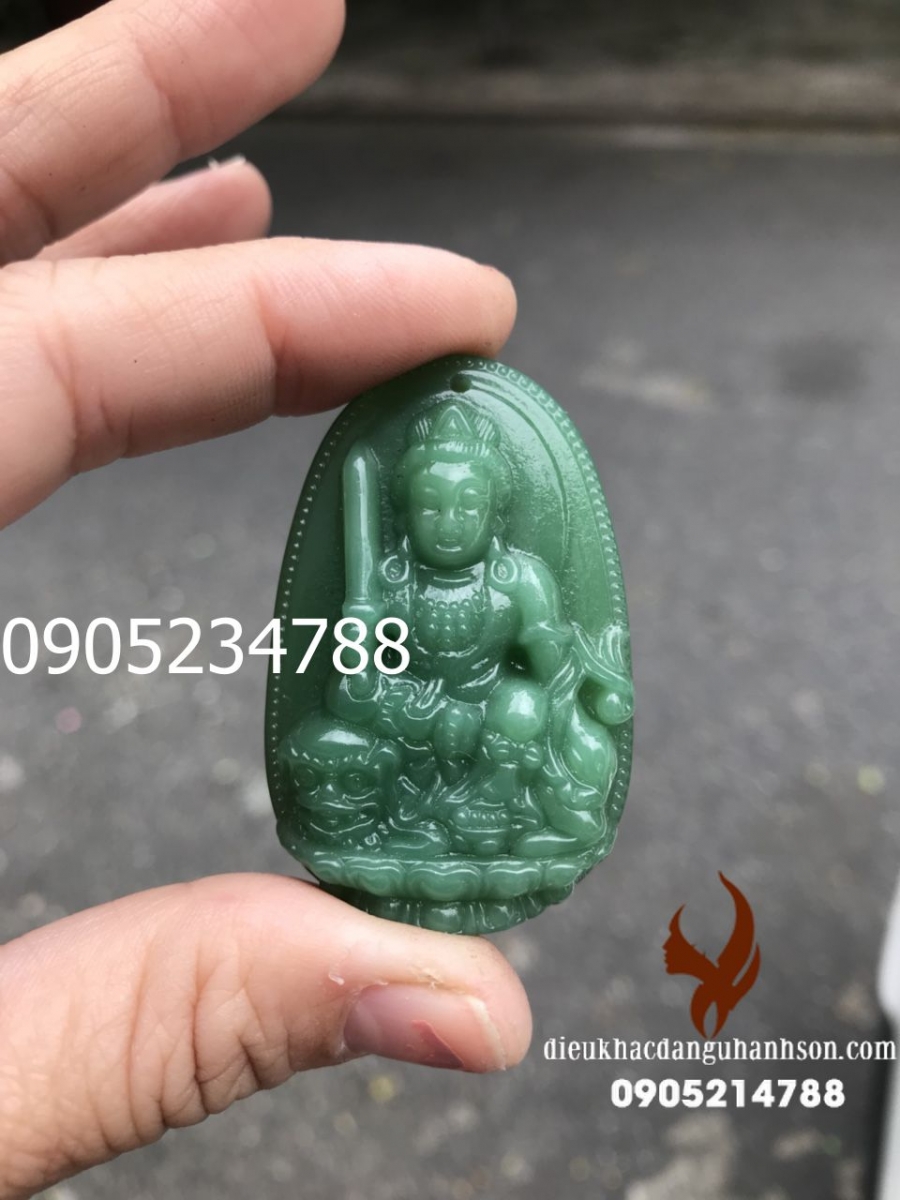 Phật Bản Mệnh Văn thù bồ tát cho tuổi Mão đá Thạch anh xanh (Mã Sản Phẩm: PBM68)