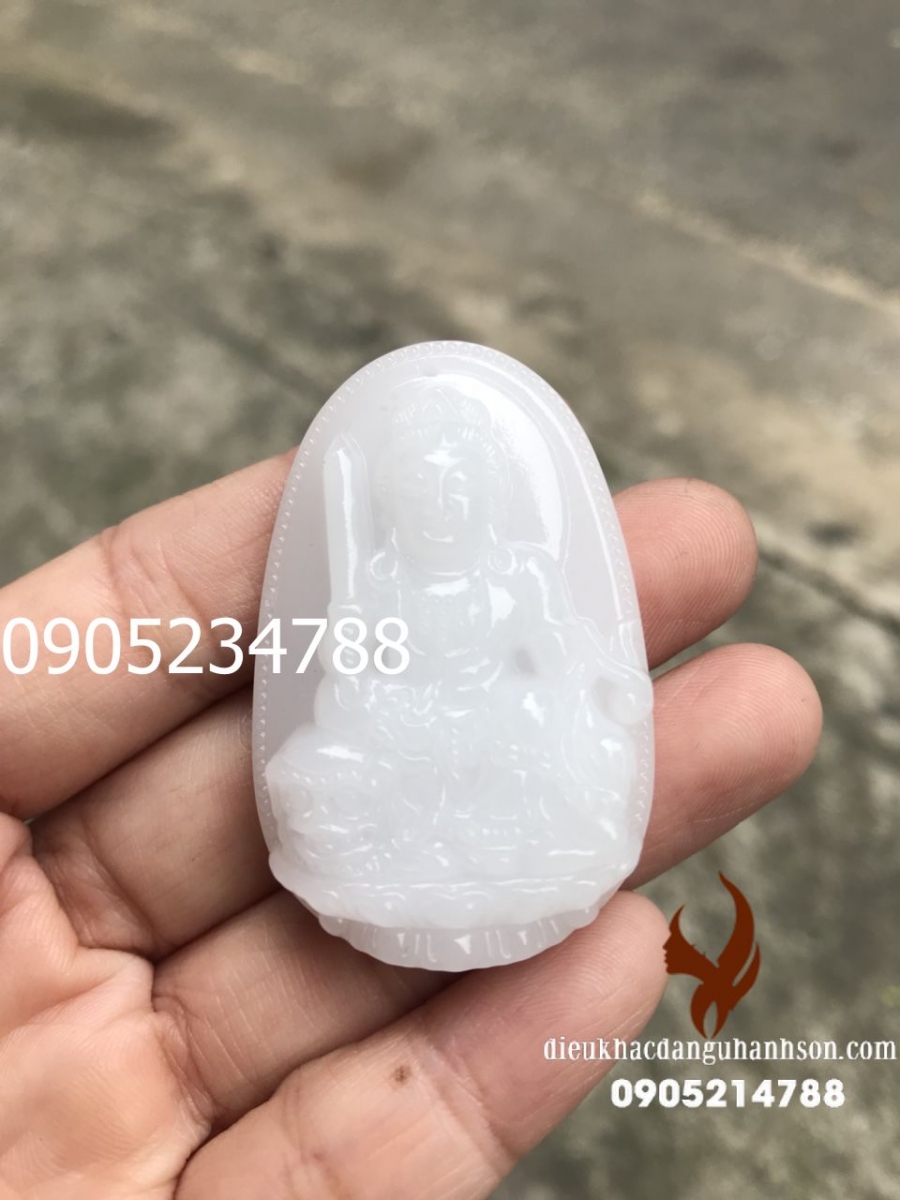 Phật bản mệnh Văn thù bồ tát cho tuổi Mão đá thạch anh trắng sữa  (Mã sản phẩm: PBM35)