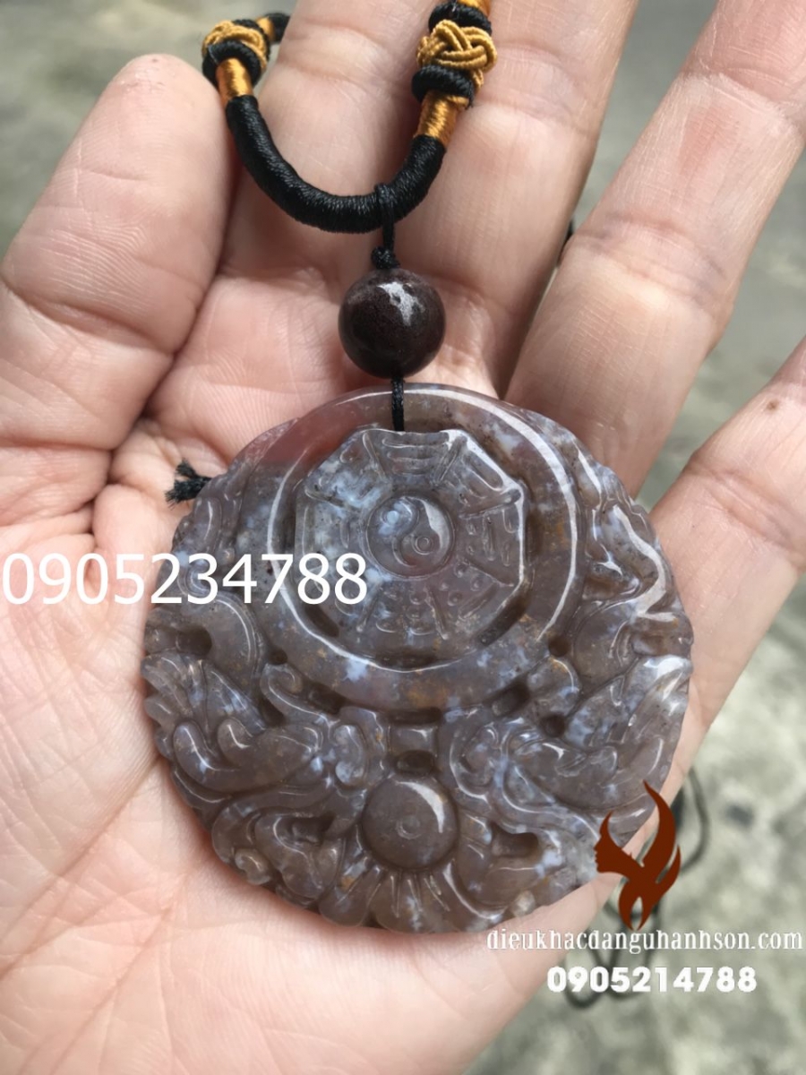Mặt dây chuyền rồng phụng cuộn bát quái RP53