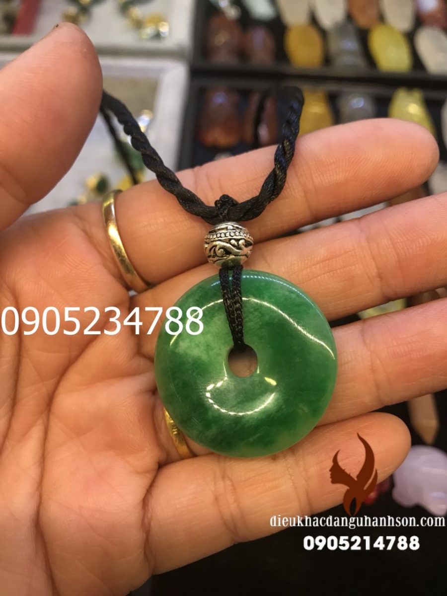 Mặt dây chuyền đồng tiền (đồng điếu) Ngọc cẩm thạch tự nhiên đường kính 3 cm (Mã sản phẩm: MDC13) 
