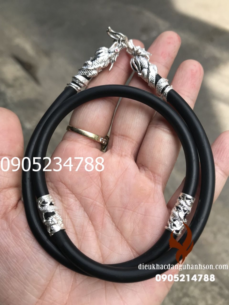 Dây chuyền bạc ta nguyên chất ốp rồng size 7 ly VB17
