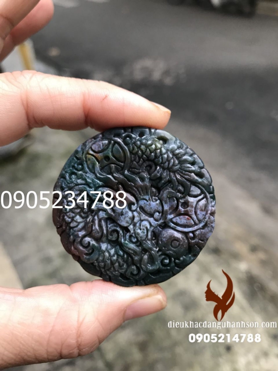 Mặt dây chuyền rồng ngọc caxedon tự nhiên (Mã sản phẩm: RP62)