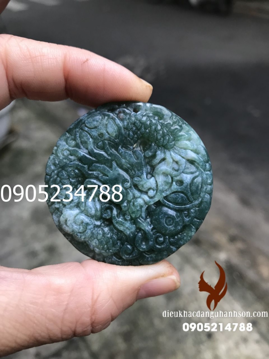 Mặt dây chuyền rồng ngọc caxedon tự nhiên (Mã sản phẩm: RP63)