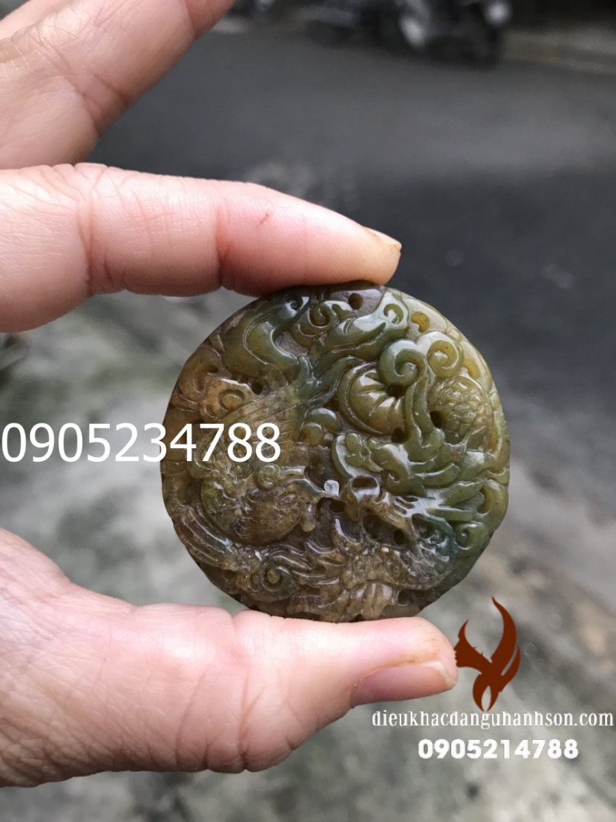 Mặt dây chuyền rồng ngọc caxedon tự nhiên (Mã sản phẩm: RP64)