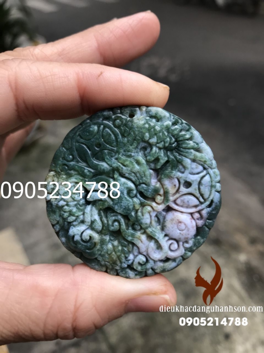 Mặt dây chuyền rồng ngọc caxedon tự nhiên (Mã sản phẩm: RP67)