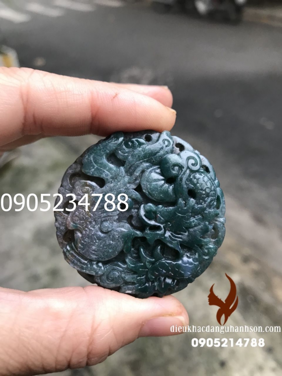 Mặt dây chuyền rồng ngọc caxedon tự nhiên (Mã sản phẩm: RP68)