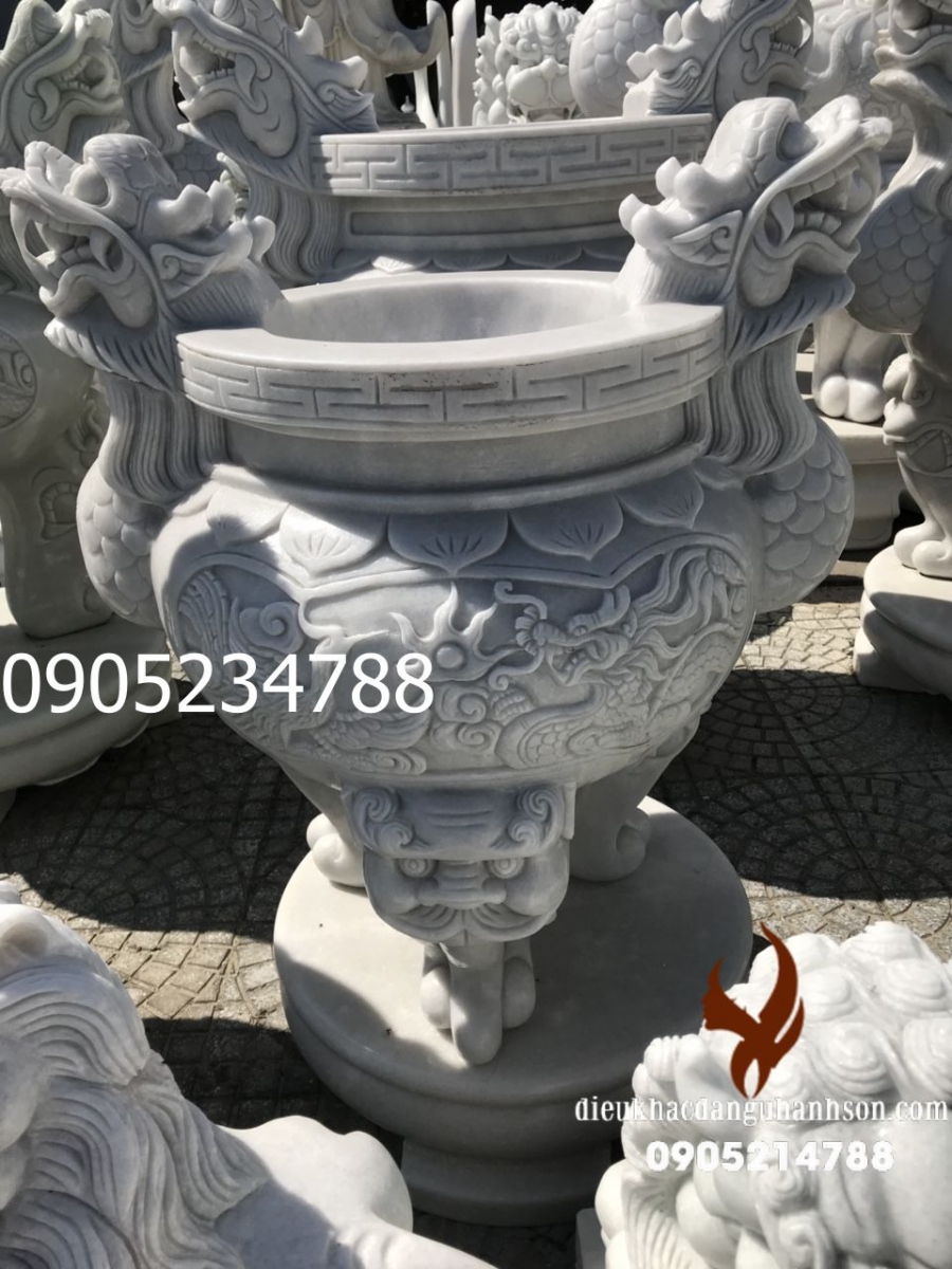 Lư hương đá trắng tự nhiên LH01