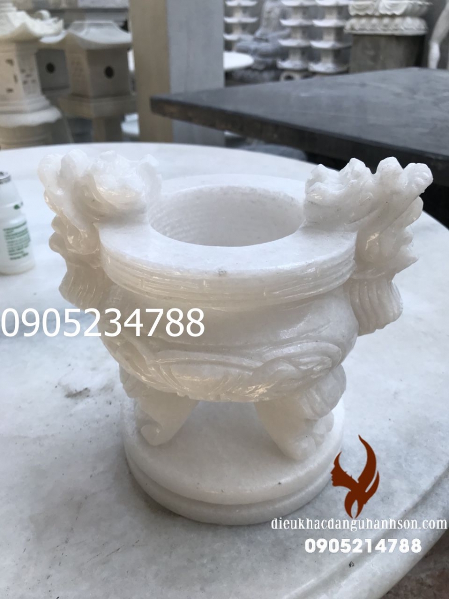 Lư hương đá trắng tự nhiên LH02