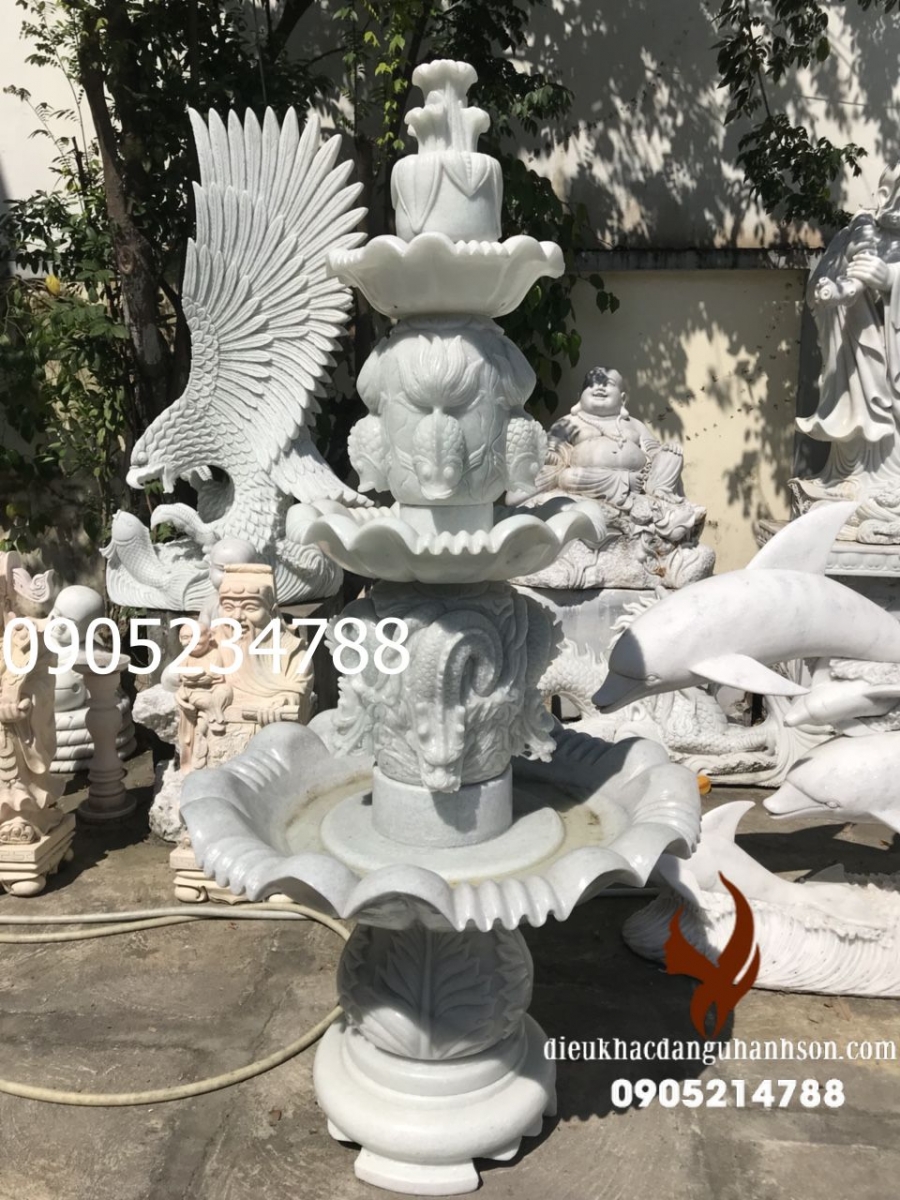 Đài phun nước đá trắng tự nhiên ĐPN07