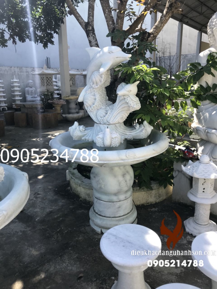 Đài phun nước đá trắng tự nhiên ĐPN06