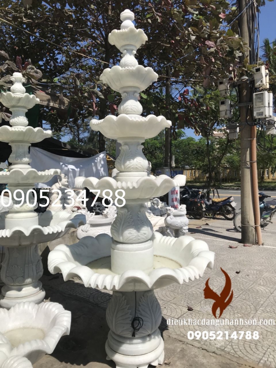 Đài phun nước đá trắng tự nhiên ĐPN03