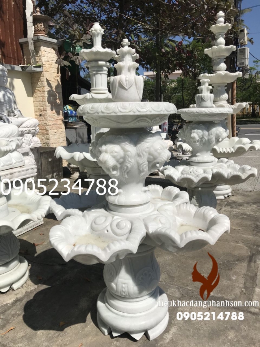 Đài phun nước đá trắng tự nhiên ĐPN01