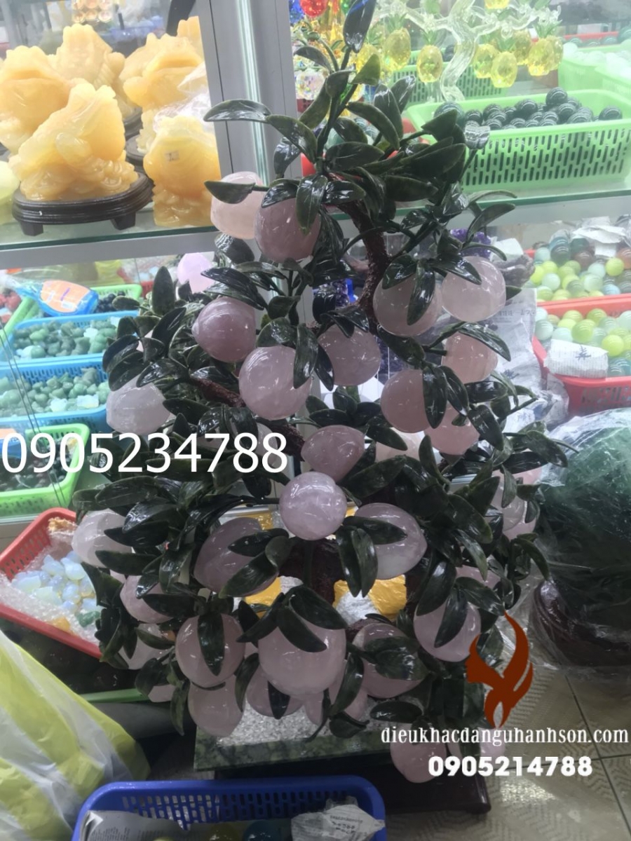 Cây đào Trường thọ đá thạch anh hồng thiên nhiên   TL19