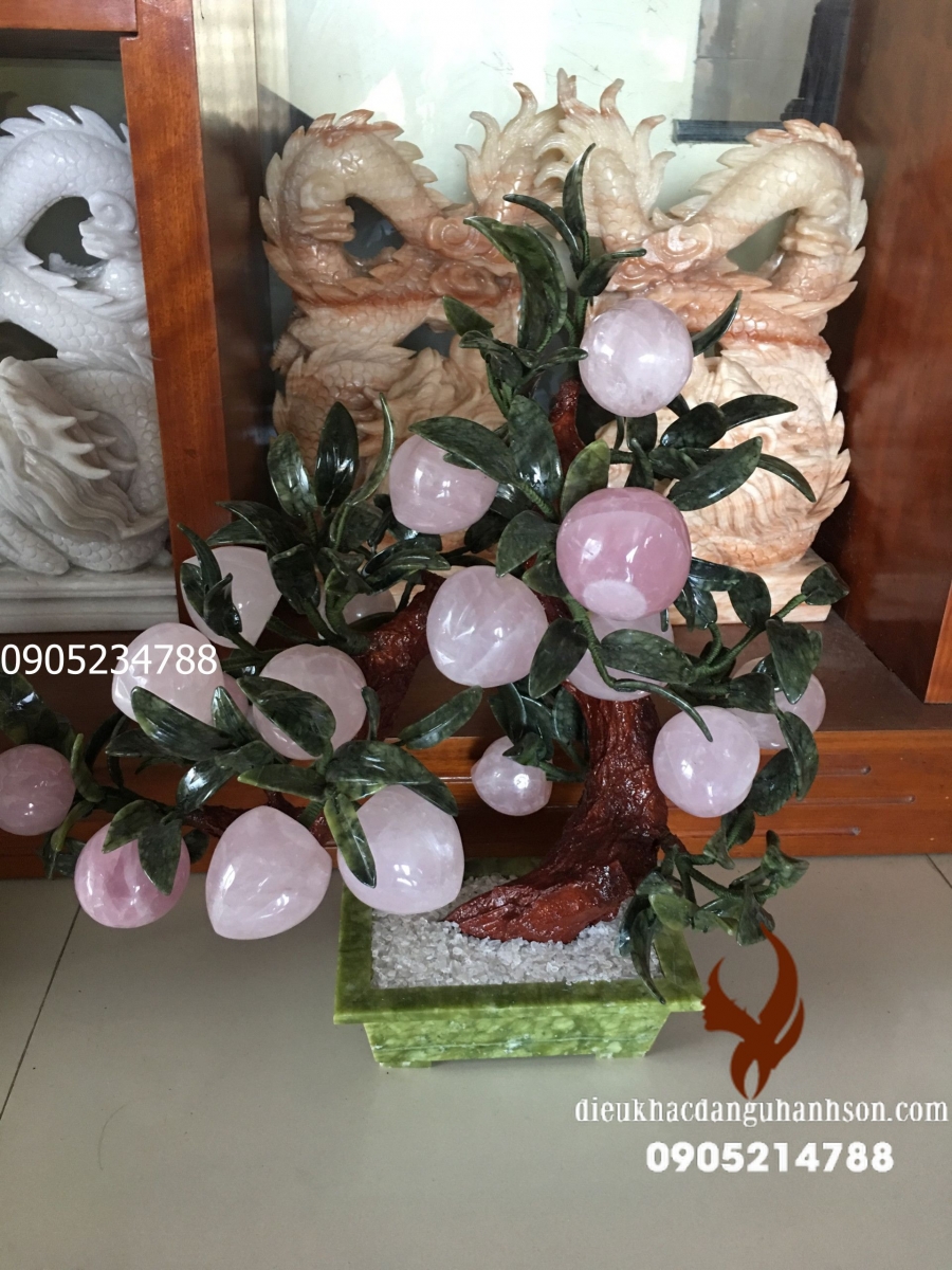 Cây đào Trường thọ đá thạch anh hồng thiên nhiên   TL18
