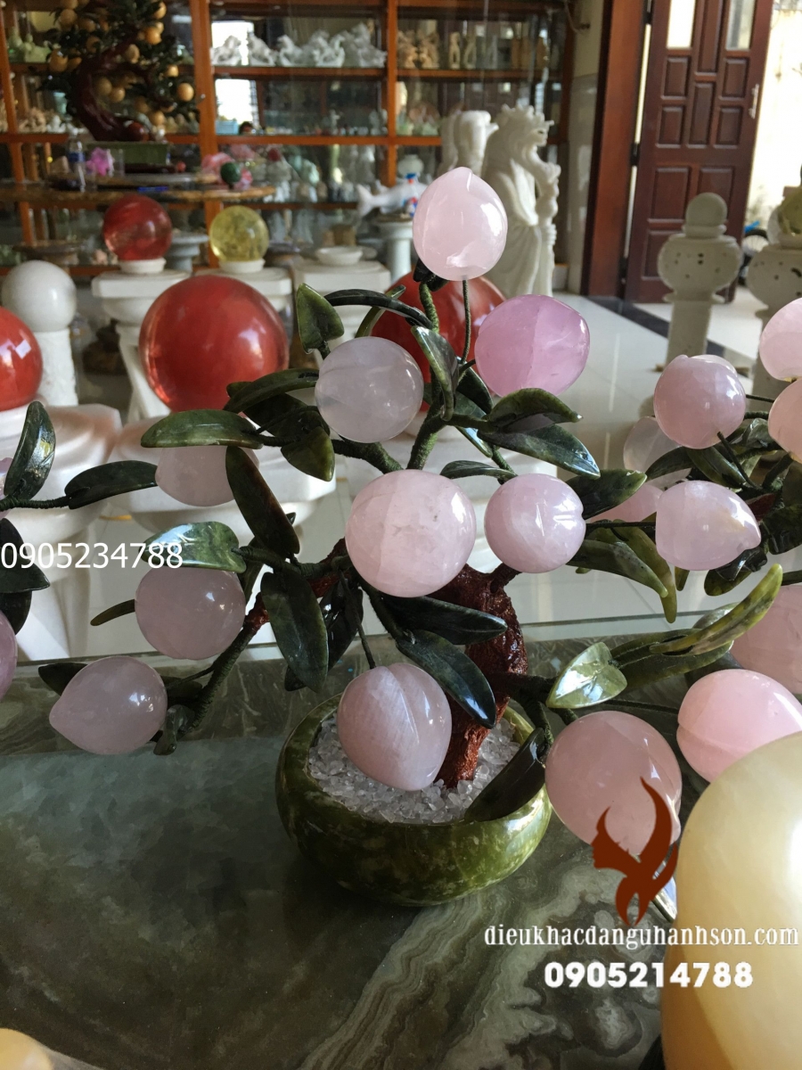 Cây đào Trường thọ đá thạch anh hồng thiên nhiên TL17
