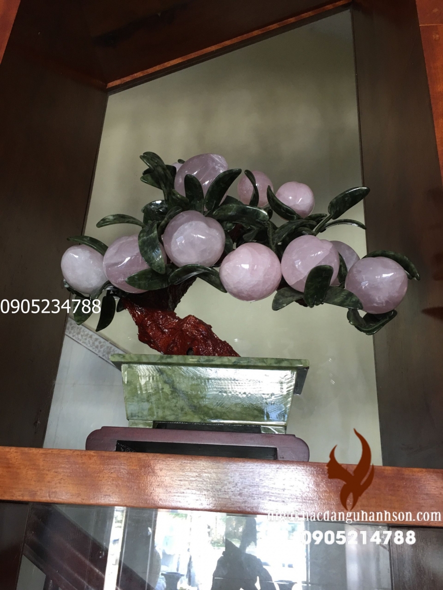 Cây đào Trường thọ đá thạch anh hồng thiên nhiên 12 quả  TL14