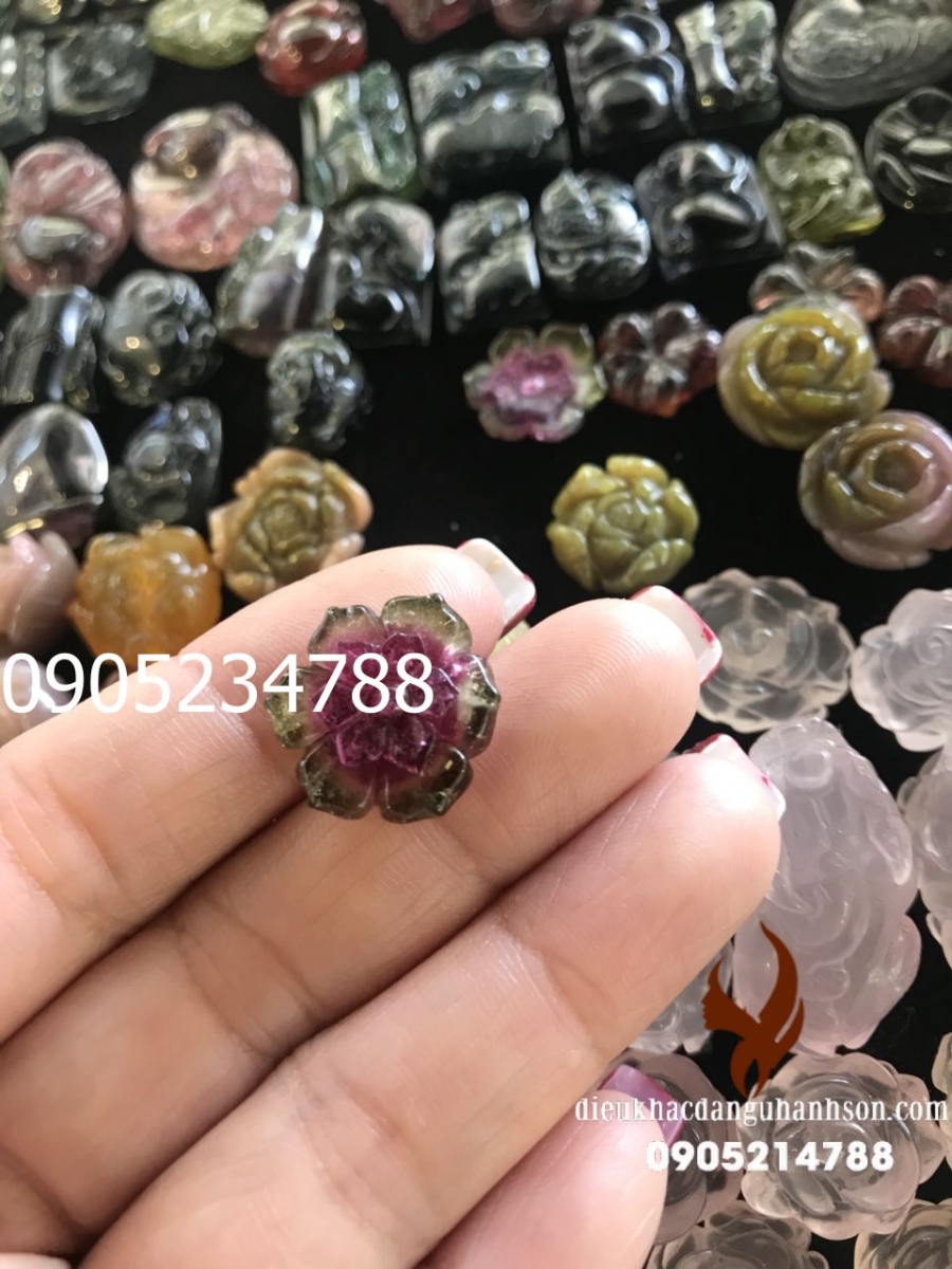 Hoa mẫu đơn đá tourmalin thiên  nhiên (Mã sản phẩm: HMD09)