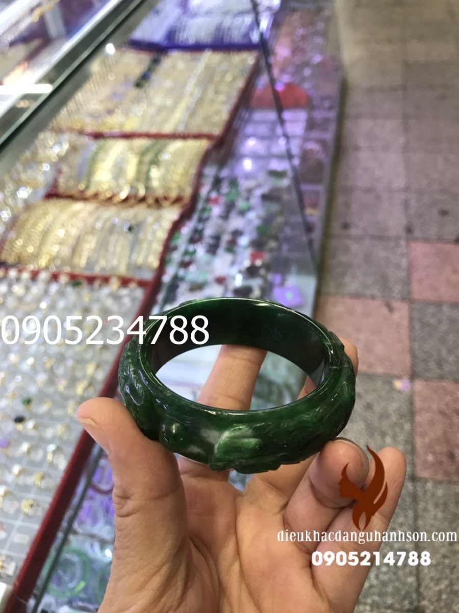 Vòng tay Ngọc cẩm thạch thiên nhiên chạm khắc (Mã sản phẩm:  VTBL36)